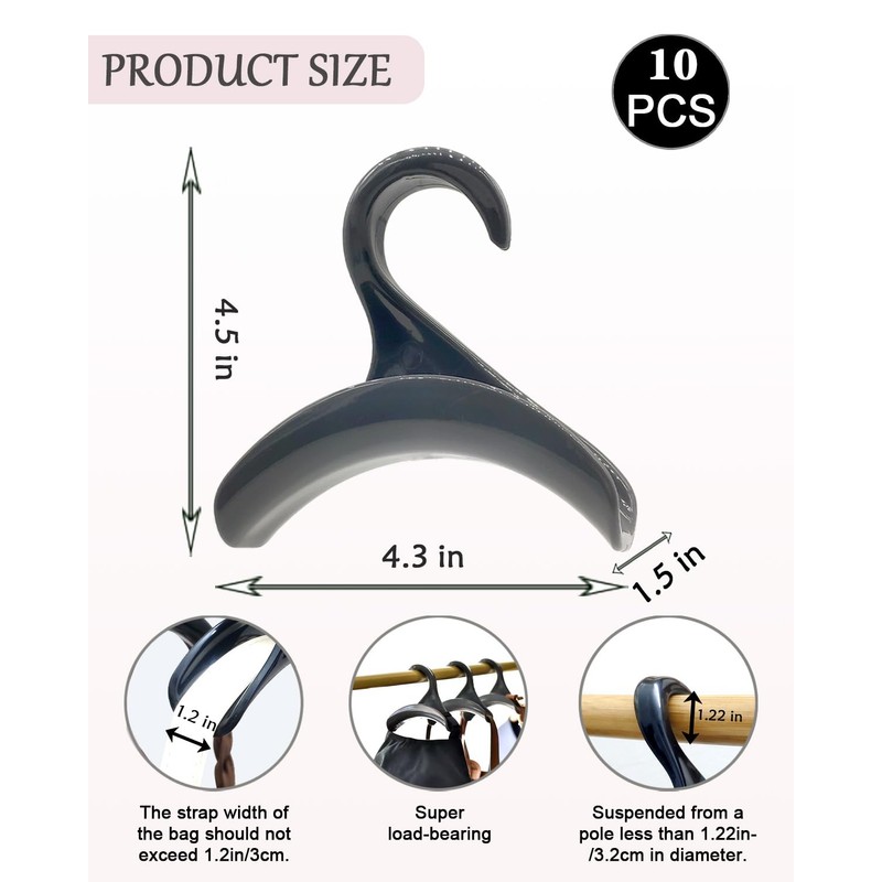 SEEBRIDER Purse Hanger Closet, Purse Holder for Closet Grey Backpack