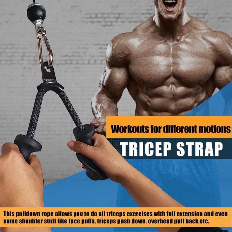 Ergonomic Tricep Rope Pulldown Attachment, Upgraded Triceps Rope Cable Attachments