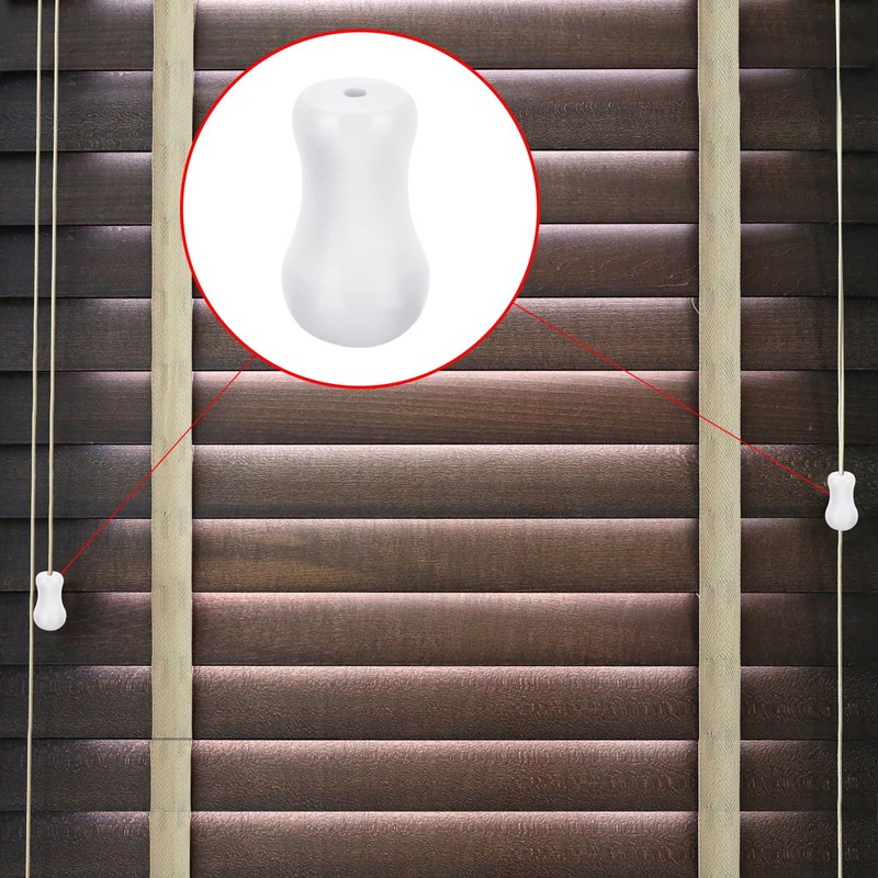 12 Pcs White Blind Pull Cord Knobs, Window Blinds Wood