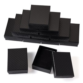 Craftdady 12Pcs Black Small Jewelry Boxes Diamond Pattern Cardboard Paper Present Boxes with Lids Necklace Pendants Earring Ring Empty Display Boxes for Festival Present Packing Jewelry Display