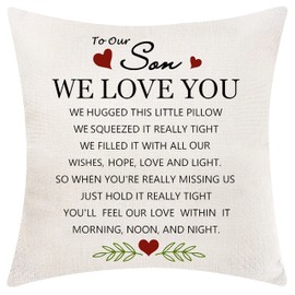 AOCASO Son Cushion Cover Throw Pillow Cover Pillowcase from Mum Dad - Birthday Gifts (Our Son)
