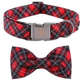 Elegant little tail Dog Collar with Bow, Soft&Comfy Cotton Bowtie Dog Collar, Summer Pet Collar Adjustable Pet Gift Dog Collars for Small Medium Large Dogs