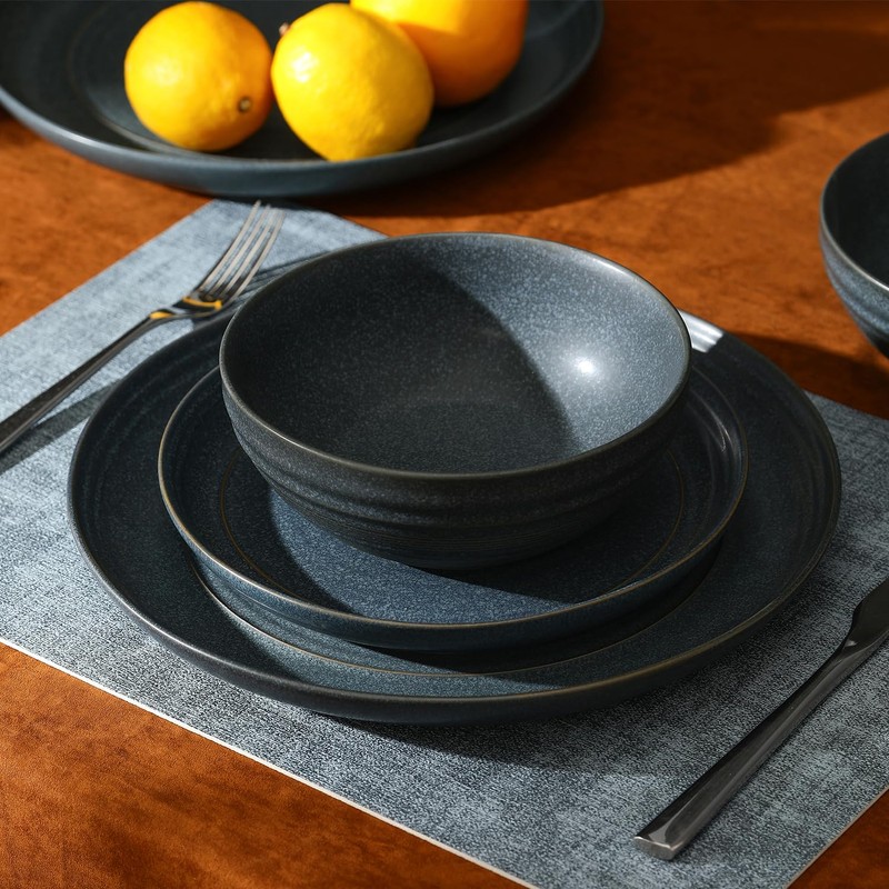 Stone Lain Elio 12-Piece Dinnerware Set Stoneware, Plates and Bowls
