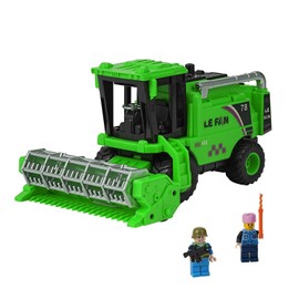 Combine Harvester Tractor Toys - with 2 Random Mini Figurine Men, Simulating Wheat Cutting Scenes, Realistic Combination Harvester Joint Movable Farm Car Toys Gift for Kids Children Age 3+ (Green)