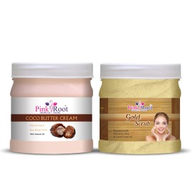 Pink Root Gold Scrub 500gm with Cocoa Butter Cream 500gm