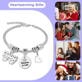Theater Gifts for Women Theatre Jewelry for Women Theater Actress Gifts Stainless Steel Bracelet Theatre Drama Gift Musical Theatre Gift Actor Gifts for Theatre Lover Gifts for Drama Lovers