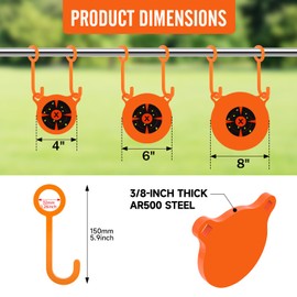 AR500 Steel Target Combo Set - 3/8" Thick Gong Shooting Targets, Heavy-Duty Outdoor Range Practice for 1" OD Conduit