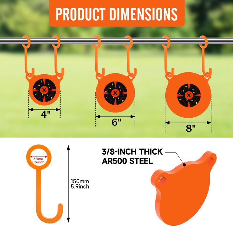 AR500 Steel Target Combo Set - 3/8" Thick Gong Shooting