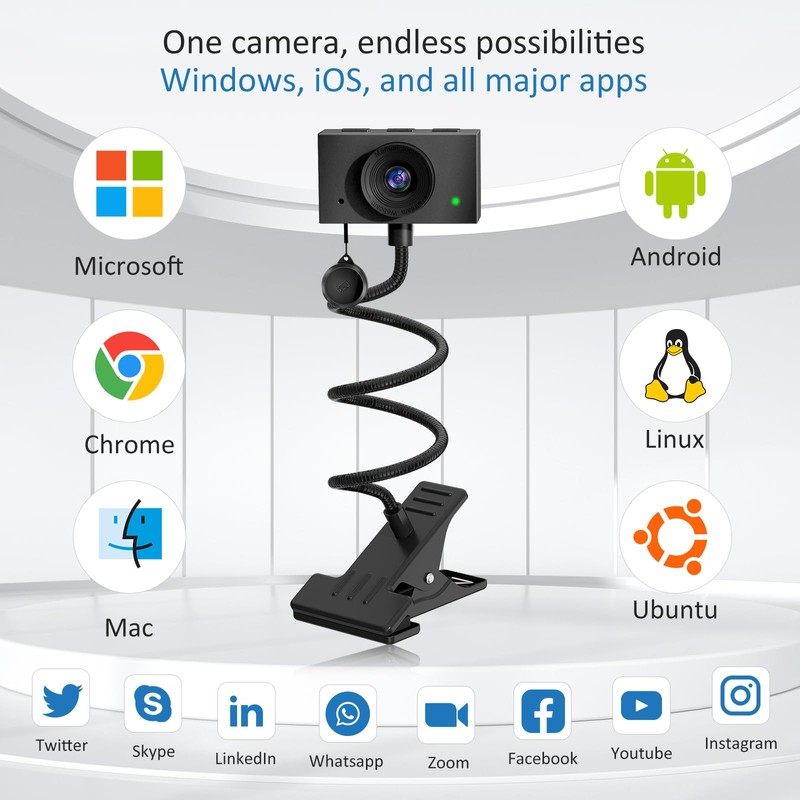 Eye Contact Webcam for PC & Mac, 1080P Center Cam