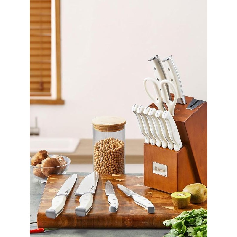 D.Perlla Knife Set, 14 PCS Stainless Steel Kitchen Knives Block