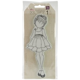 Prima Marketing Mixed Media Doll Cling Rubber Stamps, Doll with Ruffle Dress