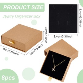 BENECREAT 8 Pack Cardboard Jewelry Boxes 9x9x3cm, BurlyWood Jewelry Gift Boxes Drawer Paper Boxes Packaging for Bracelets Earrings Necklaces Jewelry Gift