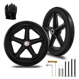 2Pcs 8 Inch Replacement Wheelchair Wheels for Walkers - Environmentally Friendly Rubber Material, Wear-Resistant PU Tires, Anti-Slip, and Durable ABS Wheel Hub (8IN Narrow 2Pcs)