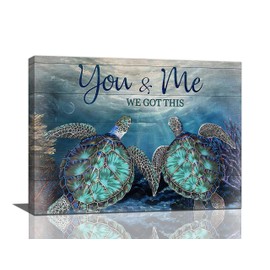 Turquoise Sea Turtle Decor Wall Art Ocean Bathroom Pictures Canvas Print Painting Modern Home Decorations Framed Artwork For Living Room Bedroom 12"X16"