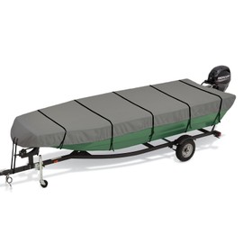 Eliteshield Jon Boat Cover, 600D Marine Grade Solution-Dyed Polyester Fade and Tear Resistant, Heavy Duty Waterproof and UV Protection Trailerable Jon Boat Cover 16ft Long