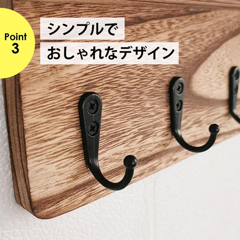 NYANDELMO ND-0046-R06-BK10 Wall Hooks, Antique Hooks, Black, Set of 10