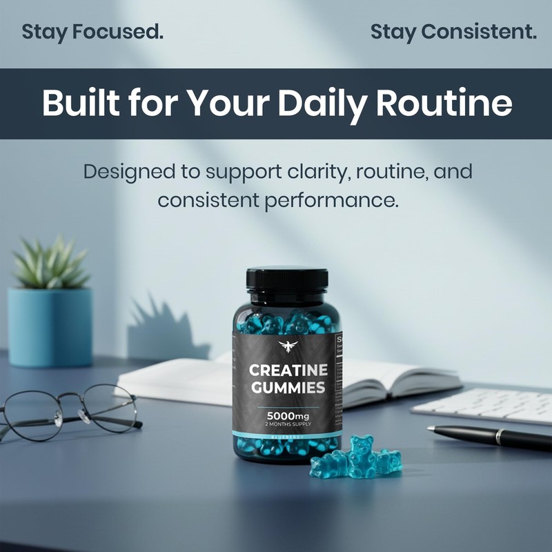 Creatine Monohydrate Gummies 5000mg – Blueberry Flavour High Strength Pre-Workout