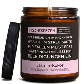 Lustige Duftkerze mit asozialem Spruch | Handgemacht aus Sojawachs | In Geschenkbox | Gast Geschenk Freundschaft Kumpel Papa Partner Schwester BFF Deko schlechte Laune |Jasmin-Kokos