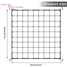 SRJQXH Grow Tent Net 90 x 90 cm Vegetable Protection Net Mesh Elastic Plant Net with 4 Hooks for Plants, Vegetables, Fruits and Flowers (81 Holes)