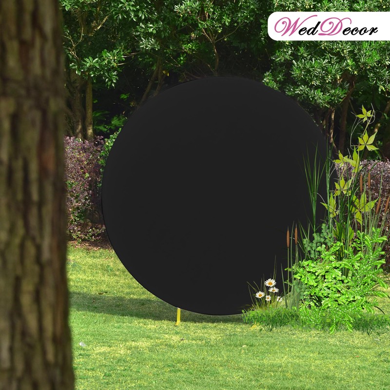 WedDecor 7.2ft (220cm) Black Round Backdrop Cover Adjustable Spandex Wrinkle