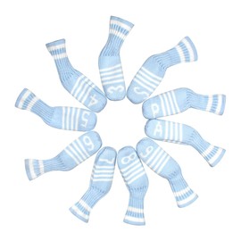 Scott Edward 7 Pcs/10 Pcs Golf Iron Covers Cuteness Knitted Socks Shape Washable & Durable Club Head Protector (Blue White)