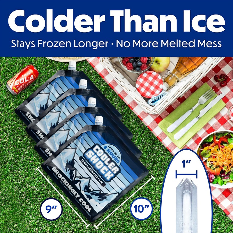 Cooler Shock Ice Packs for Cooler - Long Lasting, Reusable