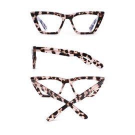 GLINDAR Cat Eye Blue Light Locking Glasses Vintage Narrow Square Computer Glasses Acetate Frame, Tortoise Frame