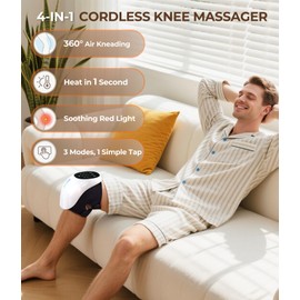 MSFOOT World's First 360° kneading Knee Massager with 1-Second Heat - Cordless Red Light Therapy for Joint Comfort, 3 Intensity Levels, Perfect for Athletes, Seniors & Active Adults