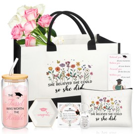 HUFAND Graduation Gifts for Women 2026, 7-Piece Congratulations Gift Set with Tote Bag, Tumbler & Makeup Bag | Inspirational College Graduate Gifts for Women, Daughter, Sister | Class of 2026 Gift Box
