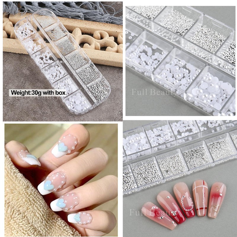 1 Box/12 Grid Nail Art Rhinestones, Perfect Nail Charms for