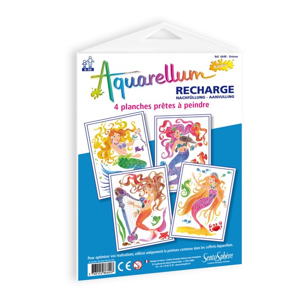SentoSphère - Aquarellum Junior Refill – Sirens – Aquarellum Cards Refill – Paint Kit – Magical Watercolour Paint – For ages 6 years and above – Made in France