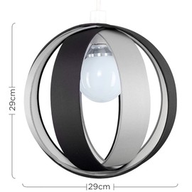 MiniSun MiniSun | Modern Black and Grey Fabric Cocoon Globe Style Ceiling Light Shade | Pendant Lights, Home Dcor & Improvement Essential