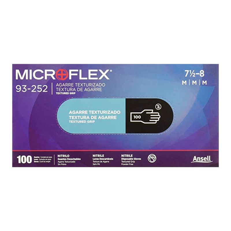 MICROFLEX 93-252 - Guante Desechable de Nitrilo Negro, Sin Polvo,