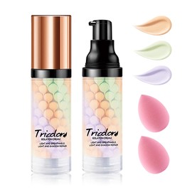 2PCS One Step Color Corrector,Moisturizing Primer for Face Before Makeup,Oil Control Primer Face Makeup,Skin Tone Correcting Makeup Primer Isolation Cream with 2 Makeup Sponges
