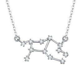 Clearine 925 Sterling Silver Necklace for Women - Virgo Constellation Zodiac 12 Horoscope Astrology CZ Pendant Birthday Jewellery Gift