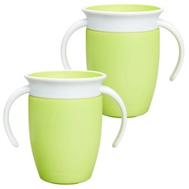 Munchkin Miracle 360 Cups for Toddlers sippy cups, toddler cups spill proof with Dentist Recommended Spoutless Design, BPA-Free Kids Cups, Easy to Clean, 7oz, 6 Months (Lime 2 Count)