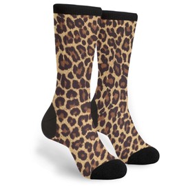 Leopard Print Socks Crew Socks Casual Mid Calf Dress Socks Funny Crazy Socks for Women Men