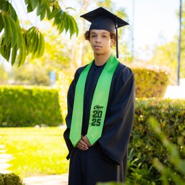 Endea Graduation Stole Class of 2025 With Classic Tips - Unisex Adult - 62" Long - Graduation Sash (Green)