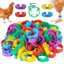 MEWTOGO Adjustable 100 Pcs Chicken Leg Rings - Colorful Numbered Chicken Identification Leg Bands, Durable Poultry Leg Bands for Chickens Ducks Goose Turkey