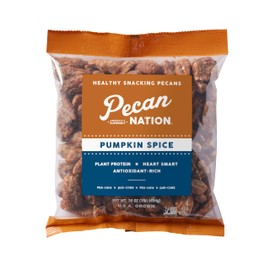Pecan Nation Pumpkin Spice Roasted Georgia Pecan Halves 16 oz., Natural, No preservatives, Antioxidant-Rich, Non-GMO, Healthy Snacking Pecans for Adults and Kids