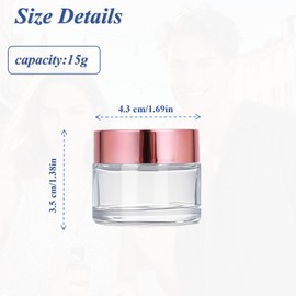 6Packs 0.5Oz/15ml Clear Cosmetic Jars with Rose Gold Caps Reusable Round Small Glass Containers Travel Jars for Creams, Lotion, Cosmetic, Spice, Powder, Eye Creams
