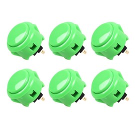 SANWA 6 pcs OBSF-30 Original Push Button 30mm - for Arcade Jamma Video Game & Arcade Joystick Games Console (Green) S@NWA
