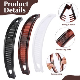 9 Pcs Banana Clips,Banana Hair Clips Ponytail Hair Holder for Long Thick and Curly Hair Women Girls(Brown,Black,White)