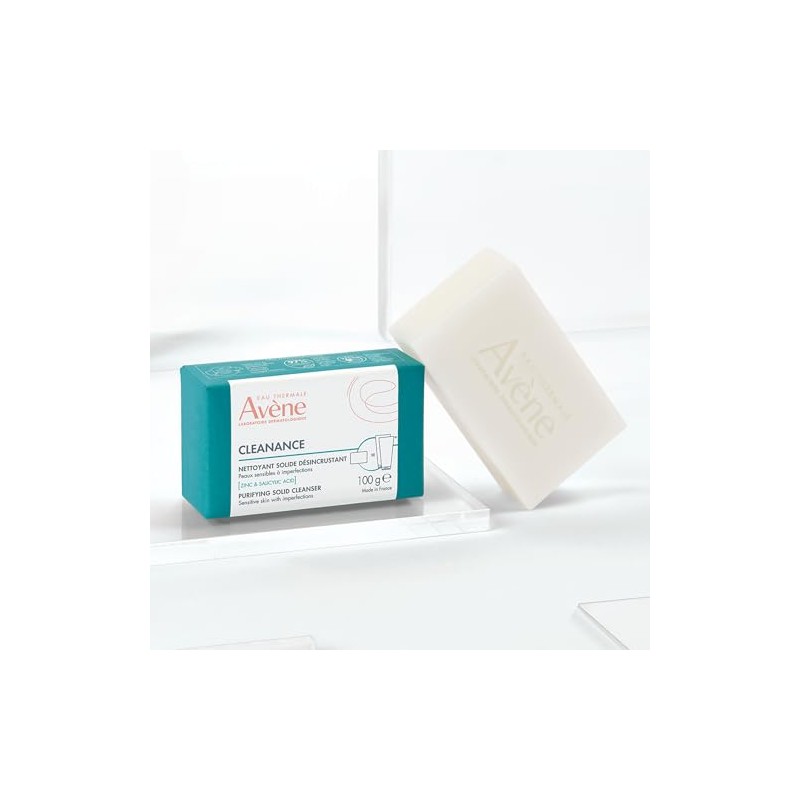 AVENE Cleanance Barra Dermatológica, Limpiadora Facial con Ácido Salicílico, 100g