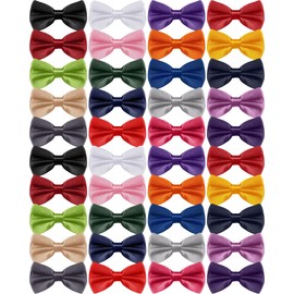 JaGely 40 Pcs Men's Bow Ties Pre Tied Tuxedo Formal Adjustable Clip On Bow Satin Bowtie for Men Boys Costume Wedding Party (Multicolor)