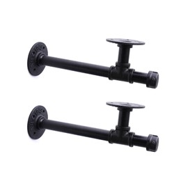 3/4" Industrial Pipe Shelf Brackets, Black Iron Wall Mounted DIY Shelving Brackets Hanging Custom Pipe Brackets for Floating Shelves (2, 12 Inch)