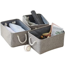 HONGHCL - Cestas de Almacenamiento de Tela para Organizar 3pcs, Cestas Decorativas de Almacenamiento con Asas,Cestas de Tela Organizadoras de Grandes de Plegable para Ropa Juguetes, 36*27*17cm(Gris)