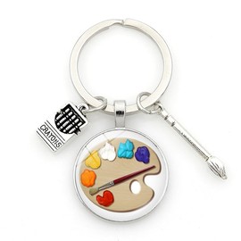 Hibetek Artist Art Pallet Keychain Paint Brush Keychains Colour Keychain