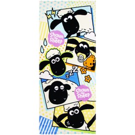 Hayashi FM482810 Face Towel, Approx. 13.4 x 31.5 inches (34 x 80 cm), Shaun the Sheep, Flake Sticker, Multicolored