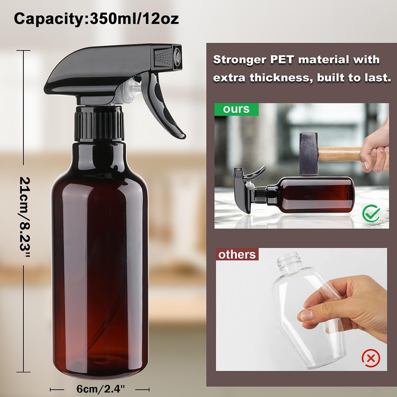 Hethyo Spray Bottles 12oz Plastic Spray Bottle for Hair Mist/Stream